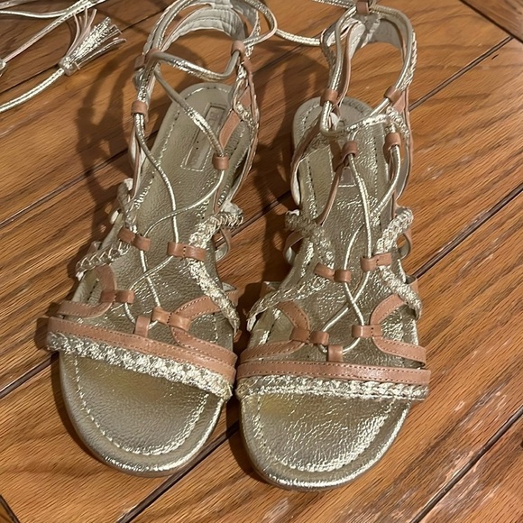 BCBGeneration Gold Gladiator Sandals size 8 1/2. - Picture 1 of 7